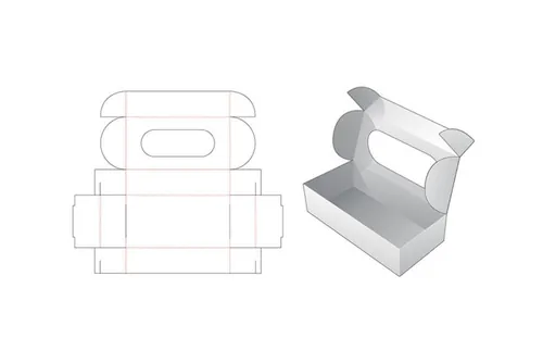 顶部带有窗口的包装盒设计模切图刀模图EPS矢量模板 Cake box top window template