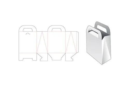 手提包装盒设计模切图刀模图EPS矢量模板 Cardboard bag with holder die cut template