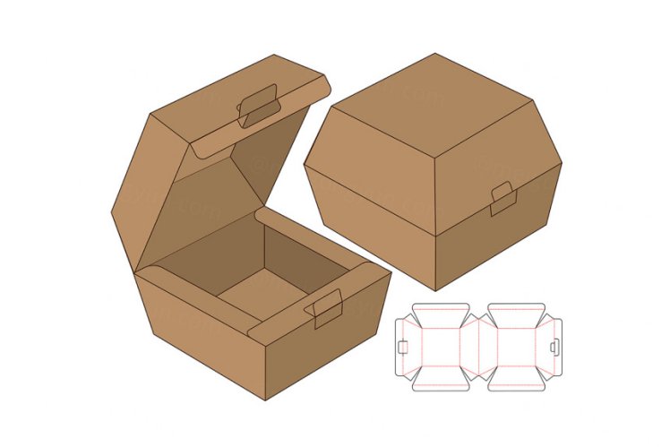 包装设计模切图刀模图EPS矢量模板 Box cut out template , die cut template design