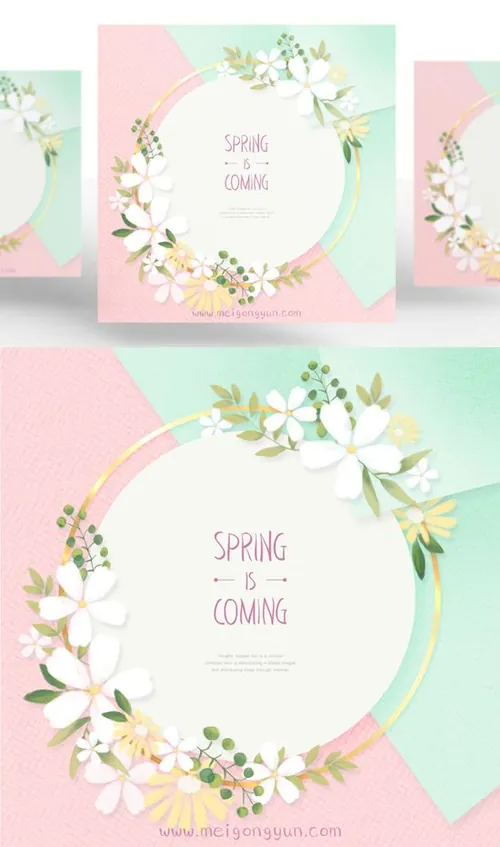 Spring is coming 美丽的春季圆形花环花边PSD分层素材 ti156a7703