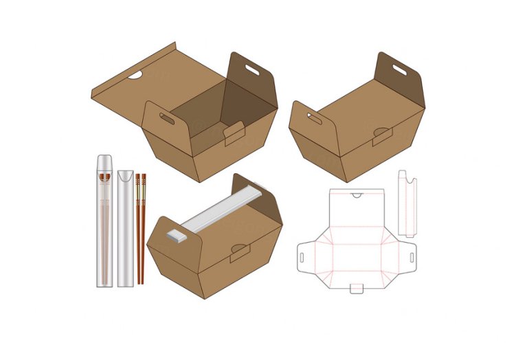 包装设计模切图刀模图EPS矢量模板 Box cut out template , die cut template design