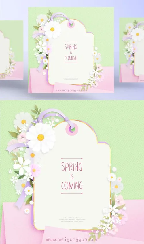 Spring is coming 美丽的春季卡片花环花边PSD分层素材 ti156a7705
