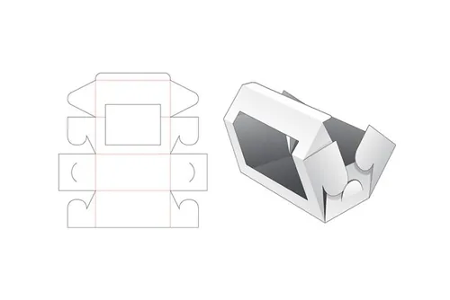 包装设计模切图刀模图EPS矢量模板 Box cut out template , die cut template design