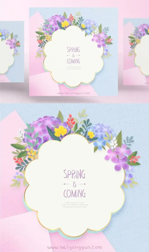 Spring is coming 美丽的春季圆形花环花边PSD分层素材 ti156a7707