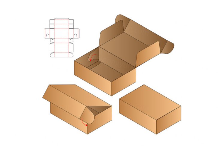 包装设计模切图刀模图EPS矢量模板 Box cut out template , die cut template design