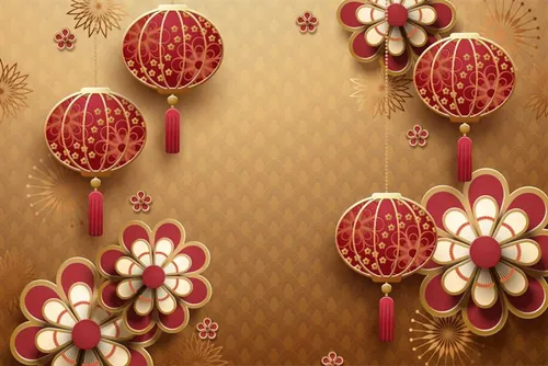 农历新年剪纸艺术祥云装饰红色背景中国风元素新年传统横幅矢量背景素材