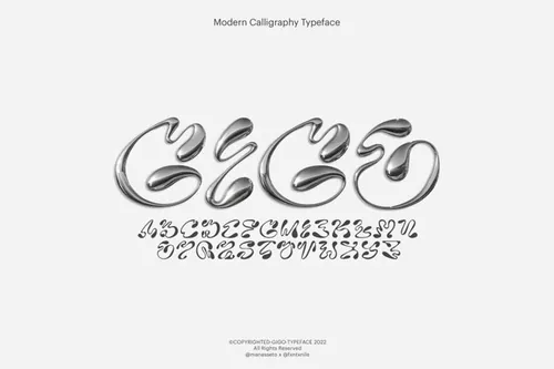 潮流酸性逆反差液态金属英文装饰字体 Manasseto -