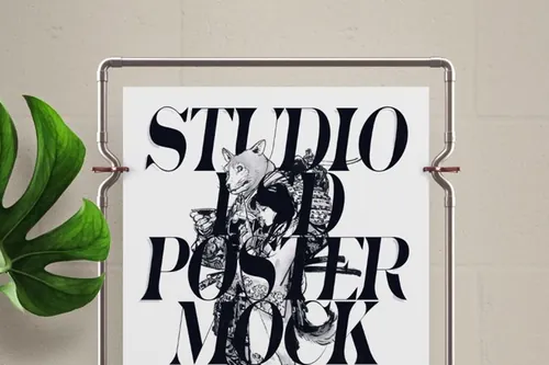 优雅的psd海报样机框架 Studio Psd Poster Mockup Scene 3