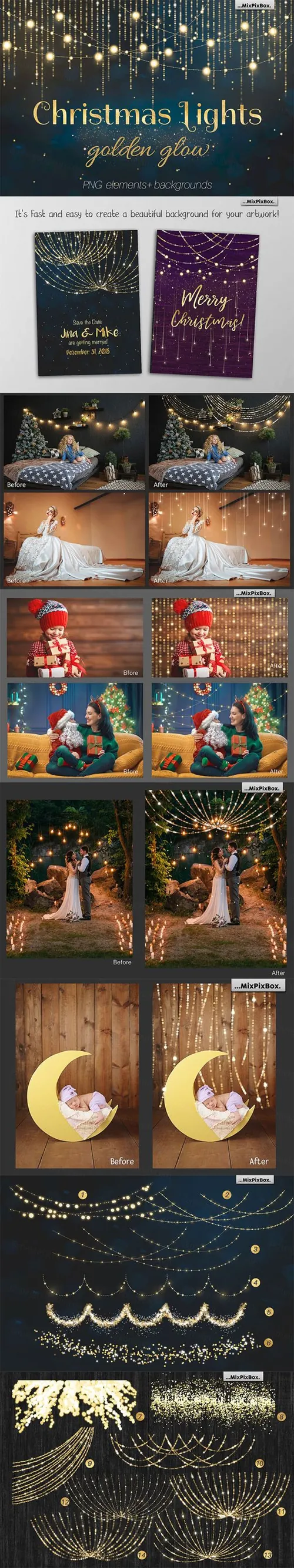 圣诞节和节日装饰设计素材Christmas_Lights_Golden_Glow