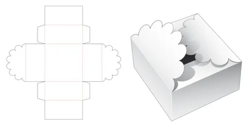 花边礼物礼品盒包装设计模切图刀模图EPS矢量模板 Gift box packaging template