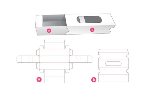 长方形抽屉式带窗口包装盒设计模切图刀模图EPS矢量模板 Long packaging template