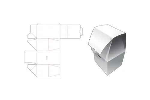 无需胶水折叠包装盒设计模切图刀模图EPS矢量模板 No glue folding packaging box