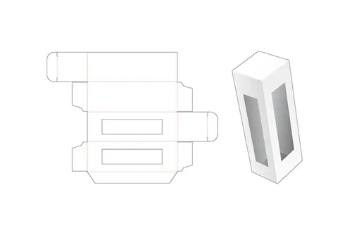 带窗口的零售包装盒设计模切图刀模图EPS矢量模板 Retail packaging box template