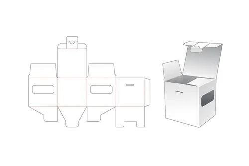 带窗口的方形零售包装盒设计模切图刀模图EPS矢量模板 Retail packaging box template