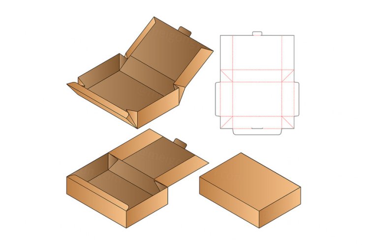快递包装盒设计模切图刀模图EPS矢量模板 Box packaging die cut template