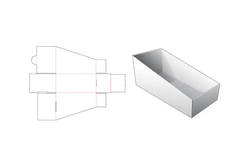 瓦楞纸储物鞋盒包装设计模切图刀模图EPS矢量模板 Corrugated slope box template