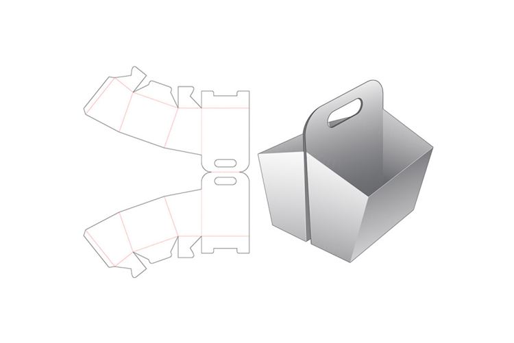 双零食容器食品包装设计模切图刀模图EPS矢量模板 Double snack container template