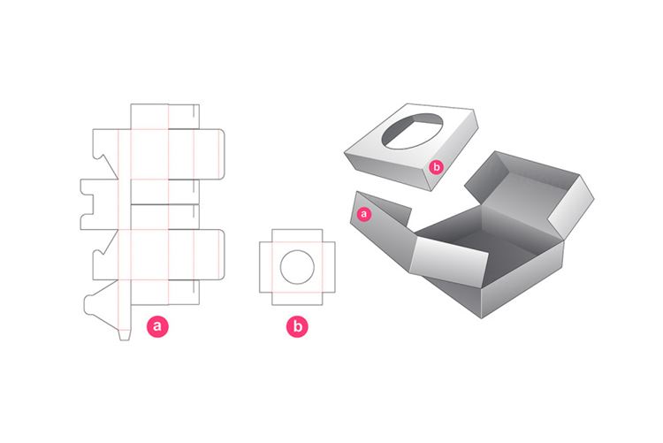 带有插入的中间开口盒包装设计模切图刀模图EPS矢量模板 Middle opening box template