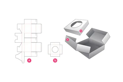 带有插入的中间开口盒包装设计模切图刀模图EPS矢量模板 Middle opening box template