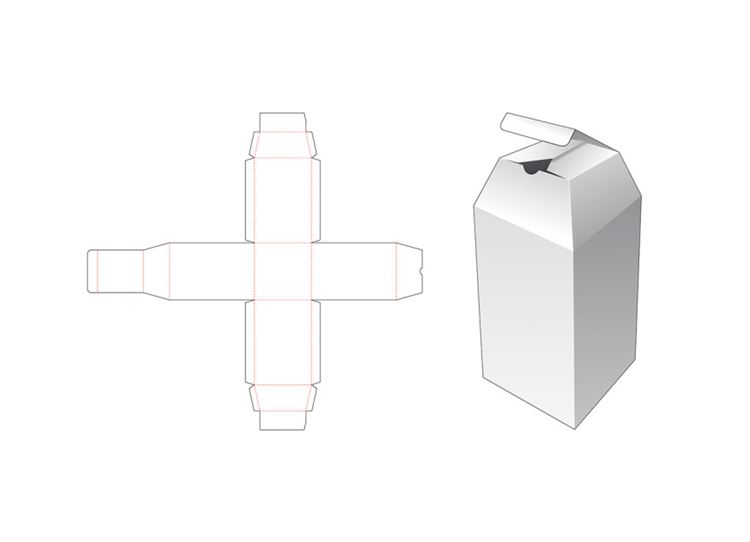 带斜坡的产品包装盒切图刀模图EPS矢量模板 Tea and coffee packaging template