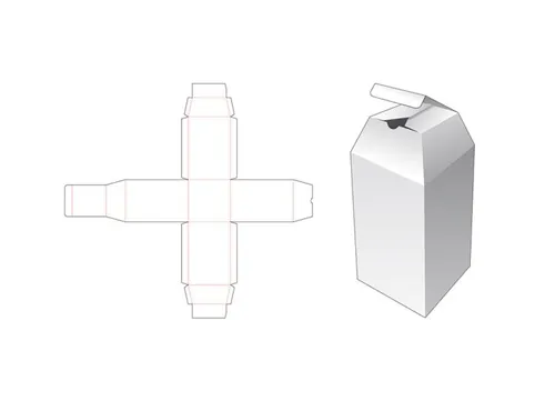 带斜坡的产品包装盒切图刀模图EPS矢量模板 Tea and coffee packaging template