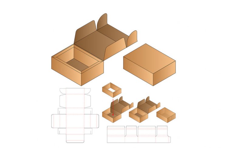 包装设计模切图刀模图EPS矢量模板 Box cut out template , die cut template design