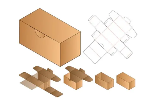 包装设计模切图刀模图EPS矢量模板 Box cut out template , die cut template design