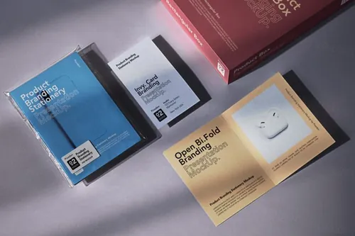 高质量笔记本纸盒品牌设计提案展示样机模板 Product P