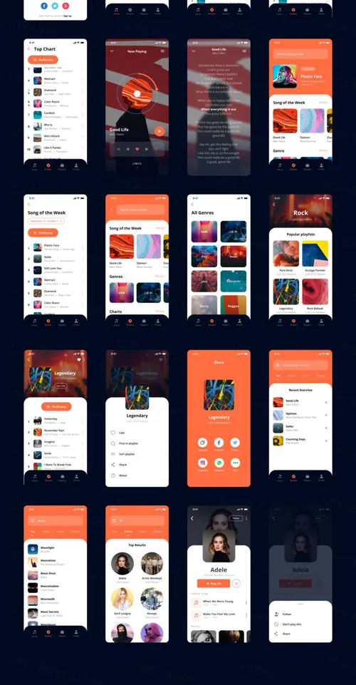 音乐移动APP播放器UI界面素材 Musika - Music Pla