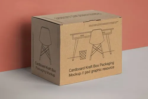 牛皮瓦楞纸箱包装盒设计展示样机模板 Psd Packaging Product Box Mockup