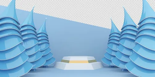 圣诞节3D渲染卡通可爱新年快乐场景PSD分层插画素材 Merry christmas happy new year