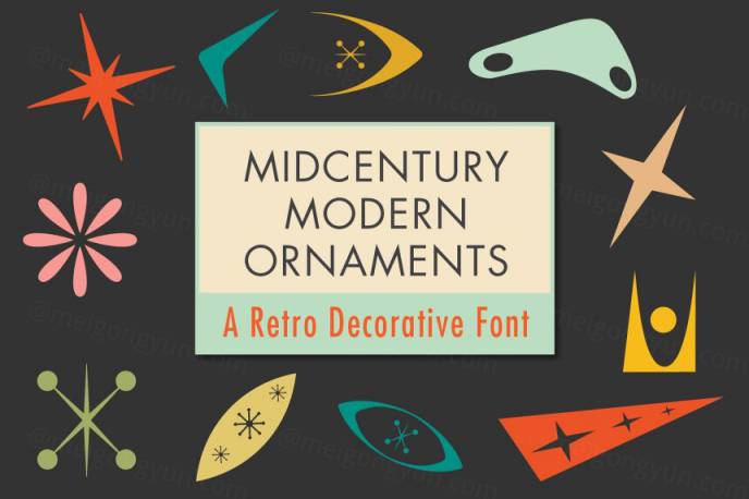 超级复古的中世纪现代装饰符号字体 Mid-Century Modern Ornaments Font