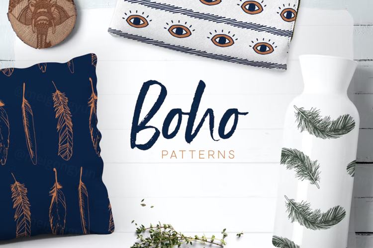 20款波西米亚矢量图案合辑 Boho Patterns Co