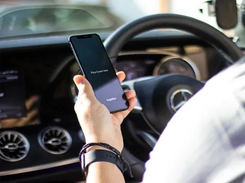 iPhone XS In Car PSD Mockup