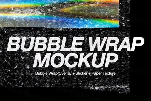 复古做旧设计透明塑料气泡袋海报设计展示样机模板 Bubble Wrap Texture Poster Mockup
