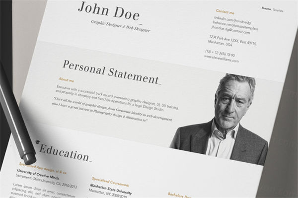 美丽的现代风格的简历信模板 Simple Resume template 14