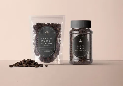 塑料咖啡包装样机 Plastic Coffee Packaging Mockup