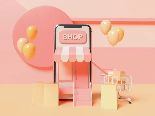 3D电子商务移动手机物流快递场景插画高清图片素材