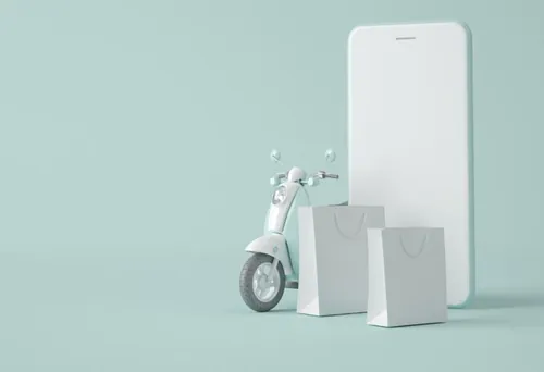 3D电子商务移动手机物流快递场景插画高清图片素材