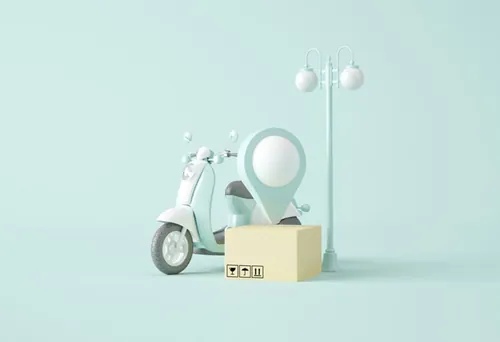 3D电子商务移动手机物流快递场景插画高清图片素材