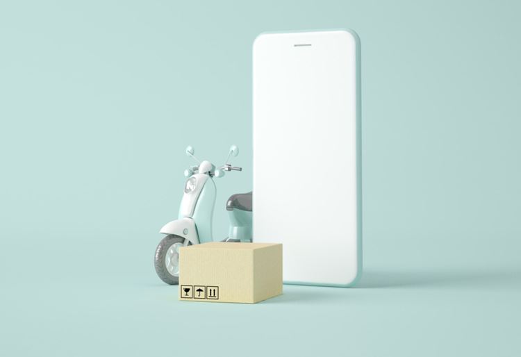 3D电子商务移动手机物流快递场景插画高清图片素材