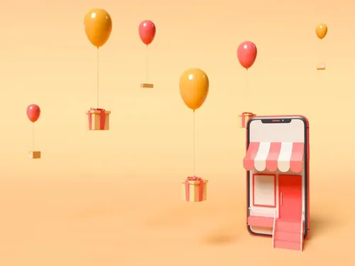 3D电子商务移动手机物流快递场景插画高清图片素材