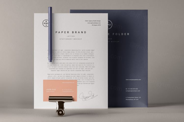 一组文具psd信笺模型 Essential Stationery Psd Mockup Vol6