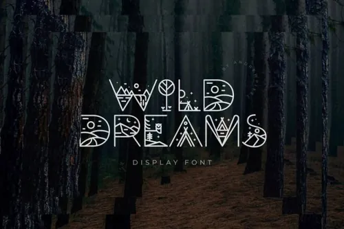 狂野的梦想森林荒野冒险几何装饰抽象英文字体 Wild Dreams Display Font