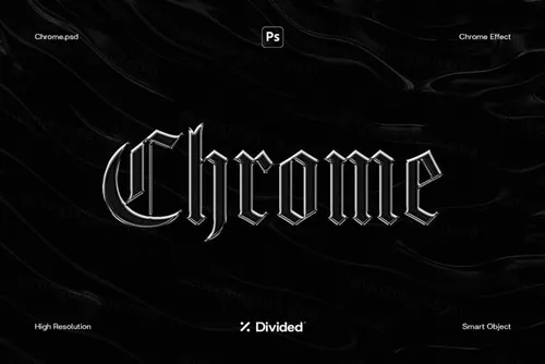 高质量复古镀铬金属文字LOGO效果PSD模板素材 Chrom