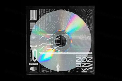 复古老物件做旧仿旧设计CD光盘纸袋包装设计贴图样机模板 Frosted Disc Sleeve