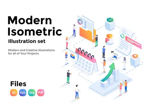 高质量现代商业主题等距插画素材 Modern Isometr
