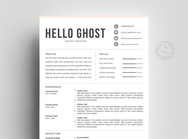 创意简历模板 Creative Resume Template 4 Pages