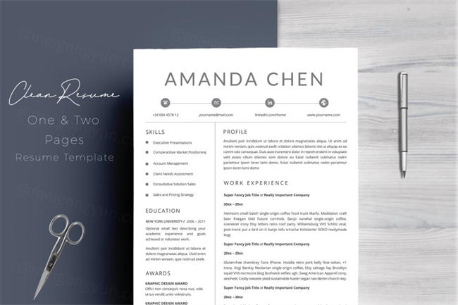 简单的简历模板下载 Resume Template  Cover Letter