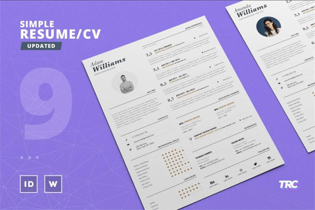 简单的简历模板 Simple Resume Cv Template Volume 9